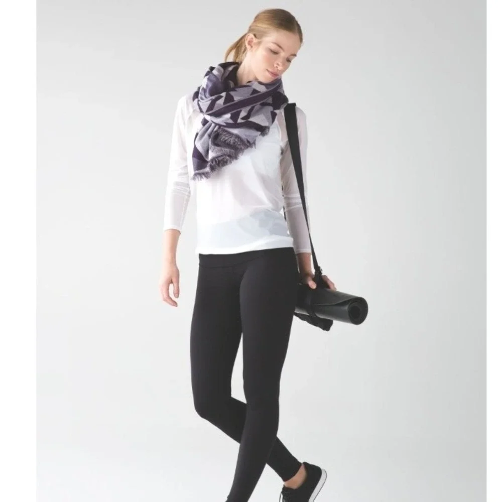 Lululemon Sit In Silence Scarf Wrap Oversized Silk Wool Geometric Arm Holes